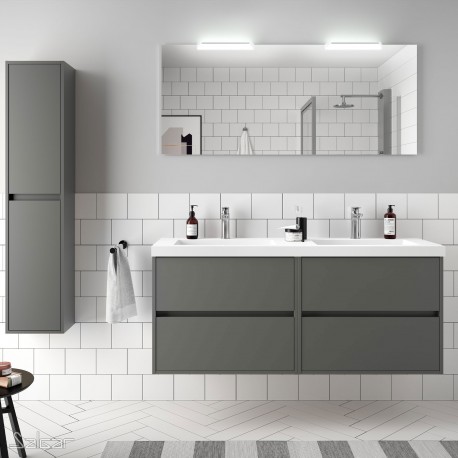 Meuble salle de bain Blanc mat et lavabo 1200 OPTIMUS - 87821 SALGAR - Vita  Habitat