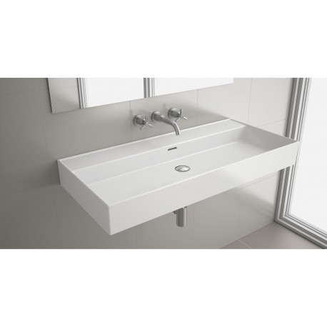 Plan vasque VENETO 1010 PORCELAINE BLANCHE a vasque sans siphon, ni bonde de vidage clic-clac, ni mitigeur 1010 x 120 x 460 mm -