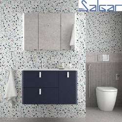 Meuble de salle de bain suspendu UNIIQ 900 NIGHT BLUE droite 1 porte et 2 tiroirs - SALGAR 83122 