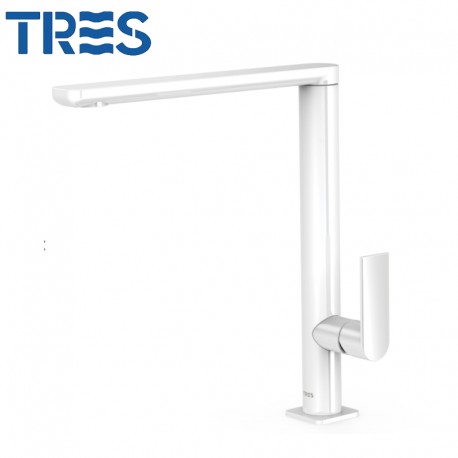 Mitigeur lavabo blanc chrome bec 35x15 mm - TRES 20020503BL