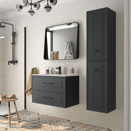 Meuble salle de bain RENOIR 80cm 2 tiroirs ANTHRACITE - Salgar 91310