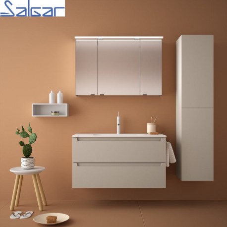 Meuble salle de bain Blanc mat et lavabo 1200 OPTIMUS - 87821 SALGAR - Vita  Habitat