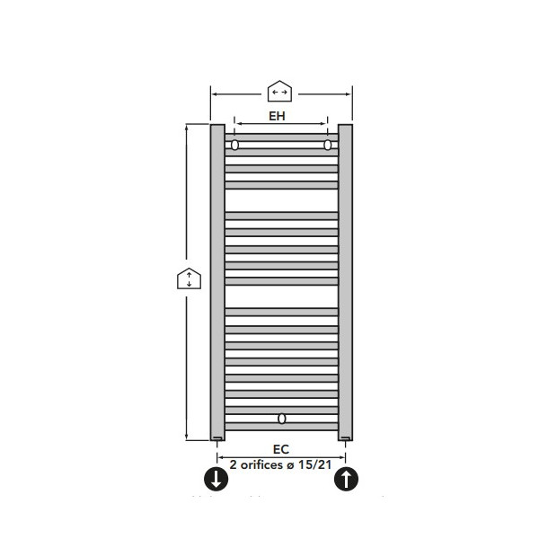 Sèche-serviettes électrique acier TAHITI Blanc 1250W - 1530 x 750
