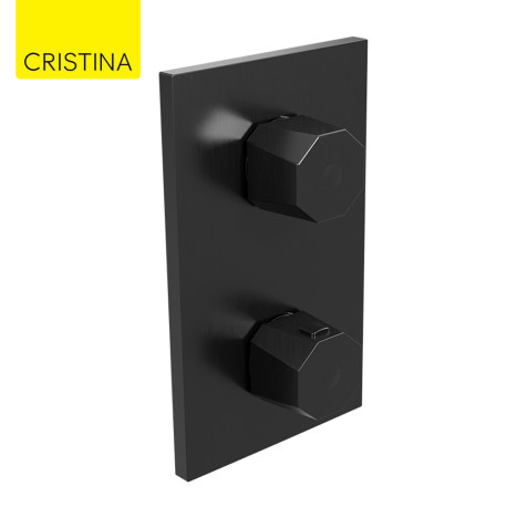 Façade douche thermostatique encastrée 2 sorties Chromé Noir Brossé Fractal - CRISTINA ONDYNA FT75275