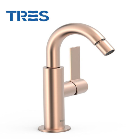 Mitigeur avec manette latérale pour bidet Or Rose Mat 24K - TRES 21122401OPM