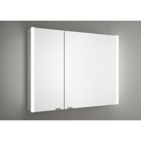 Armoire ALLIANCE 800 2 portes miroir double avec interrupteur et prise et lumière led supérieur/inferieur, IP44 (21,5W) 830 x 65