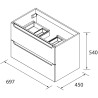 Meuble de salle de bain MONTERREY 700 2 tiroirs métal.pin bahía 697x540x450mm - SALGAR 96470 