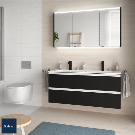 Meuble de salle de bain SPIRIT 1200 2 tiroirs BLACK VELVET - SALGAR 96421