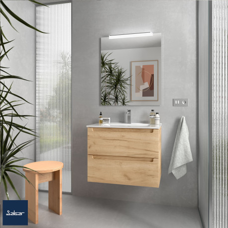 Meuble salle bain MONTERREY 700 2 tiroirs CHÊNE AFRICAIN - SALGAR 96463