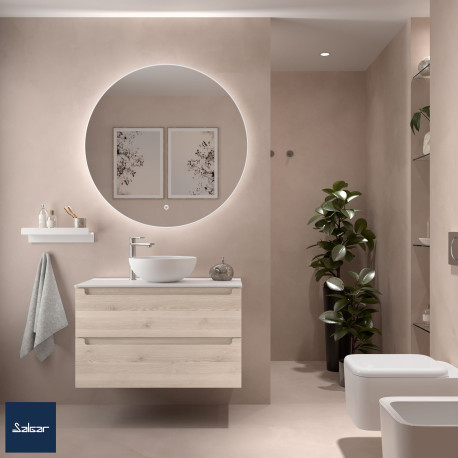 Meuble salle bain MONTERREY 900 2 tiroirs CHÊNE NATUREL - SALGAR 96480