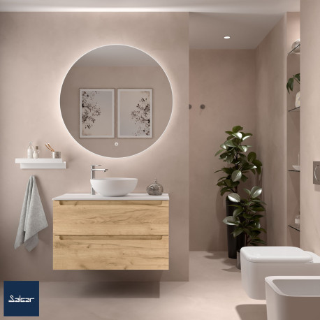 Meuble salle bain MONTERREY 900 2 tiroirs CHÊNE AFRICAIN - SALGAR 96481