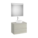 Ona Pack Meuble 2T+Plan Pr Lav Centré+Miroir 800 Chêne Bl-Roca A851716512 