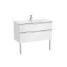 The Gap Unik 2T Lavabo Slim Centré 1000 Blanc Brillant/Poignées Alu Brillantes - ROCA A851852806 