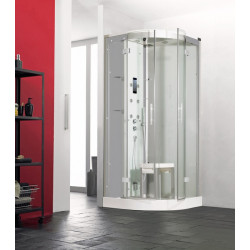 Cabine Horizon 2 Bas 90 1/4 De Rond Pivotant Hydro+Hammam Acier - KINEDO CMH138A12 