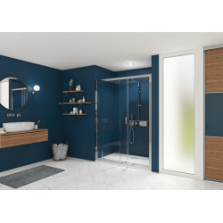 Smart Express Porte Coulissante 90X190 Cm Profile Chrome Verre Transparent - KINEDO PA1910CTNE 