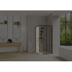 Smart Design accès d'angle clt sans seuil 70 profilé noir verre transparent g - KINEDO PA90160NTNEG 