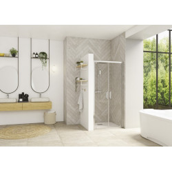 Smart Design 2 portes pivotantes 120 profilé chromé verre transparent - KINEDO PA90228CTNE 