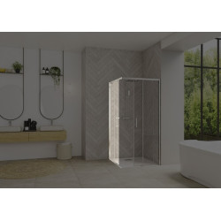 Smart Design accès d'angle clt sans seuil 70 profilé chromé verre transparent g - KINEDO PA90160CTNEG 