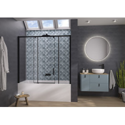 Pare-bain pegassus 2 clt 180x148 profilé noir verre transparent gauche - KINEDO PB162NTNEG 