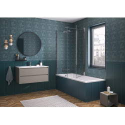 Pare bain Orion avec retour pvt angle 80x152 profilé chromé verre transparent - KINEDO PB147CTNE 