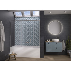 Pare-bain Pegasus 2 clt 160x148 profilé chromé verre transparent gauche - KINEDO PB160CTNEG 