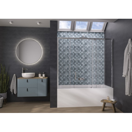 Pare-bain Pegasus 2 clt 160x148 profilé chromé verre transparent droite - KINEDO PB160CTNED 