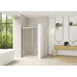 Smart Design 3 volets coulissants 120 profilé chromé verre transparent g - KINEDO PA90266CTNEG 