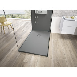 Receveur Kinesurf découpable aspect pierre Gris Mat 160X100 Bonde Petit Cote - KINEDO RD1212GT 