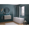 Pare bain Orion avec retour pvt angle 70x152 profilé blanc verre transparent - KINEDO PB145BTNE 