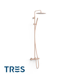 Ensemble de robinet thermostatique mural à 3 voies pour baignoire et douche Or Rose Mat 24K - TRES 19031212OPM