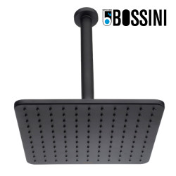 Pomme de tête carrée Cosmo avec bras mural vertical noir mat BLACK & WHITE - BOSSINI H30598G073