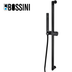 Ensemble barre de douche en laiton, douchette et flexible noir mat BLACK & WHITE - BOSSINI D06012030