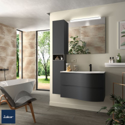 Meuble salle bain MAM 900 gauche, 2 tiroirs métal.anthracite mat 897x540x505mm - SALGAR 96738 