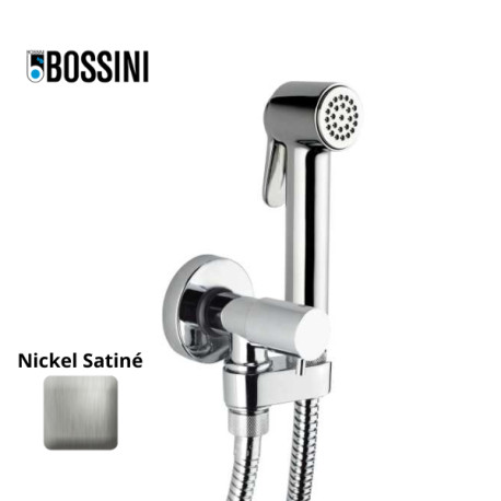 Kit douchette mitigeur WC 1/2”M, support et flexible nickel satiné Paloma - Bossini E57033094