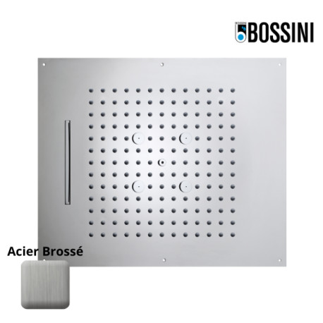 Plafond de douche 3 jets et flexible acier brossé Dream - BOSSINI H389300075