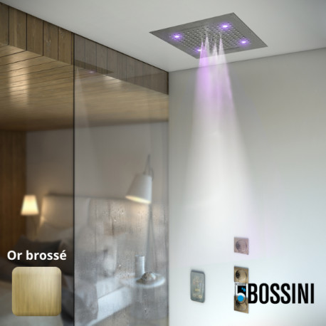 Plafond de douche 4 jets LED RGB chromothérapie or brossé Dream - BOSSINI H389080043