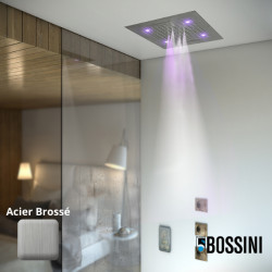 Plafond de douche 4 jets LED RGB chromothérapie acier brossé Dream - BOSSINI H389080075