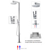 Colonne de douche extérieure à mitigeur double progressif chromé NEK - Bossini L00379030