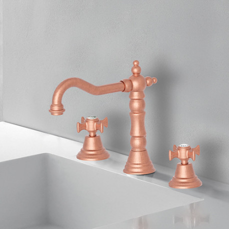 Lavabo chambord 3 trous bec potence vieux bronze mat +vidage - CRISTINA ONDYNA CH11293 