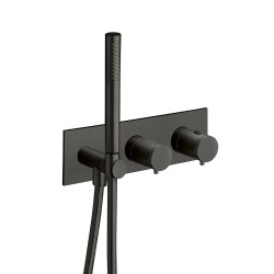 Façade douche thermostatique 2 sorties black mat - CRISTINA ONDYNA TV70213 