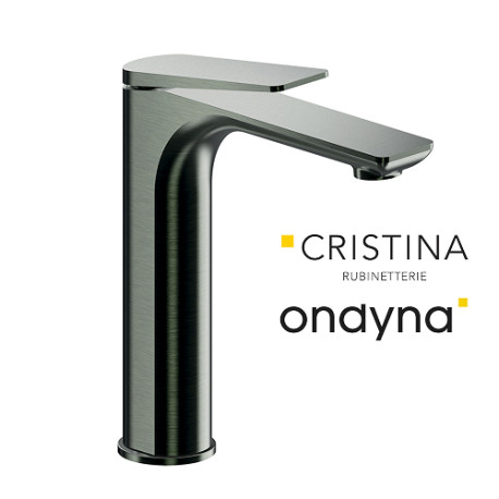 Mitigeur lavabo mi-haut ac vidage up&down chrome noir brosse - CRISTINA ONDYNA BA22775 