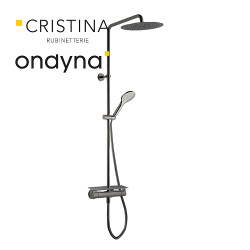 Colonne de douche porte savon omega chromé noir brossé - CRISTINA ONDYNA OG48775 