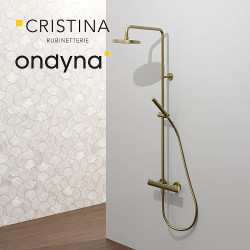 Colonne de douche thermo pomme rond 25 vieux bronze mat - CRISTINA ONDYNA OG48893 