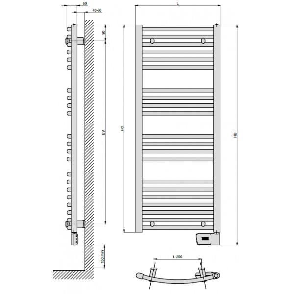 Henrad barre sèche-serviette L:400mm types 20-21 alto/plan/line