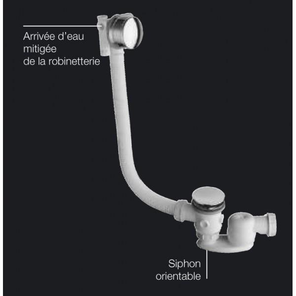 Vidage baignoire avec trop‑plein et valve automatique Ø 73 mm - TRES 134846