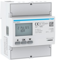 COMPTEUR TRI 80A MID - GESTION DU BATIMENT HAGER ECP380D