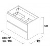 Meuble suspendu SPIRIT 600 Pin Bahia 2 tiroirs - SALGAR 26633 - SALGAR 22800