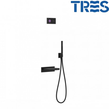 Kit de baignoire thermostatique électronique et encastré SHOWER TECHNOLOGY Noir Mat - TRES 09288556NM