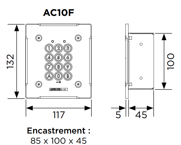 Schéma clavier encastré AC10 120151