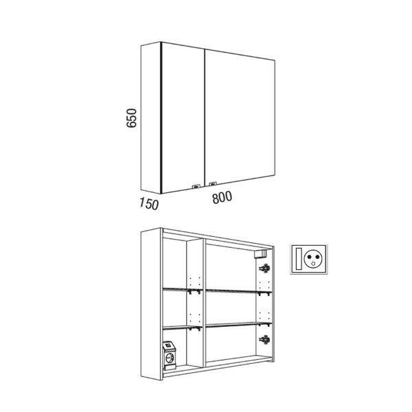 Armoire de toilette alliance 800 schema 2